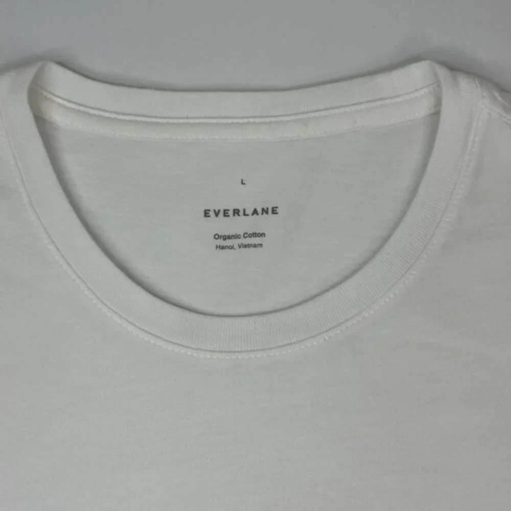 Everlane Mens Organic Cotton Crew Neck T-Shirt White‎ Short Sleeve Size L NWOT - Picture 3 of 9
